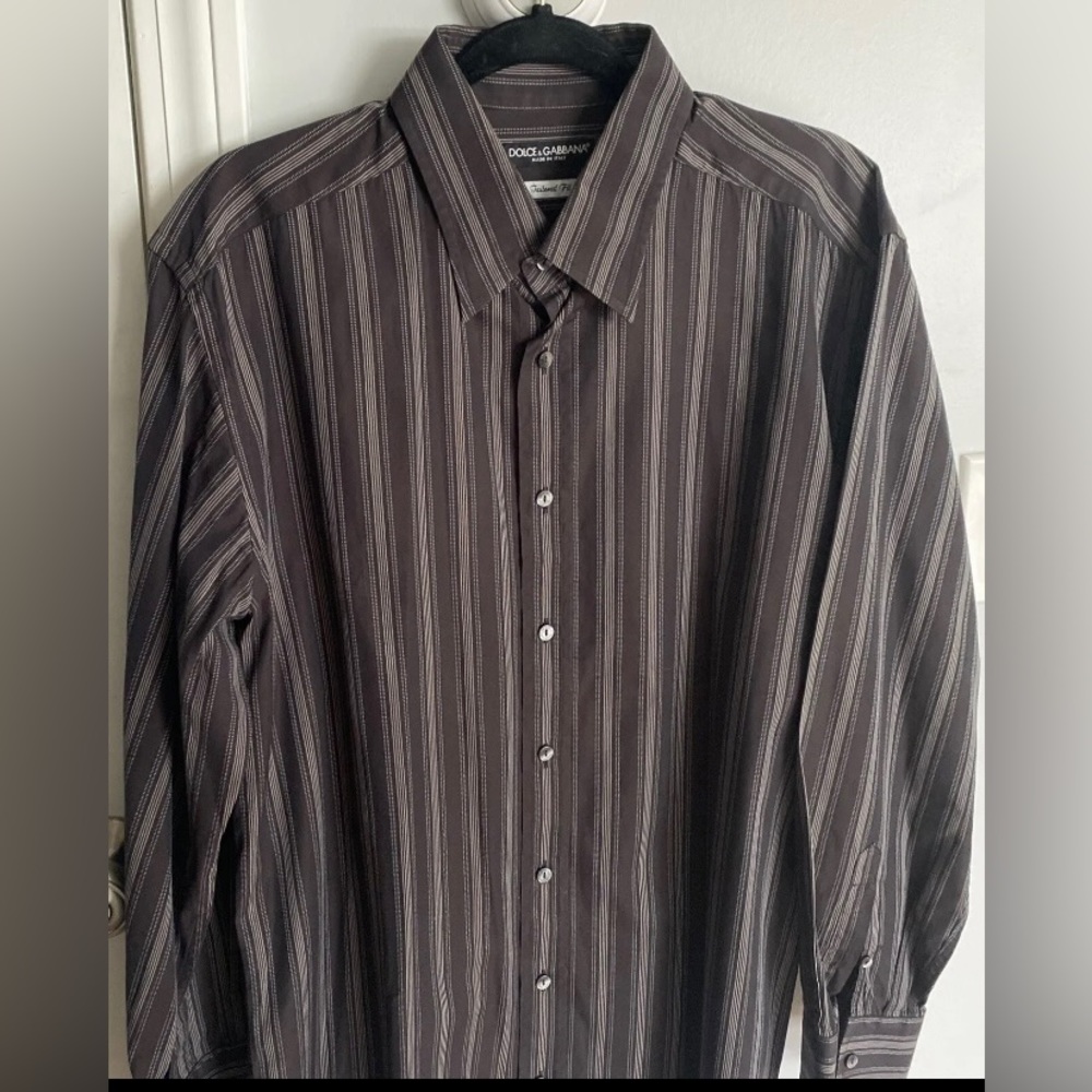 Dolce & Gabbana men’s striped dress shirt / tailored fit Italy Sz 17/43